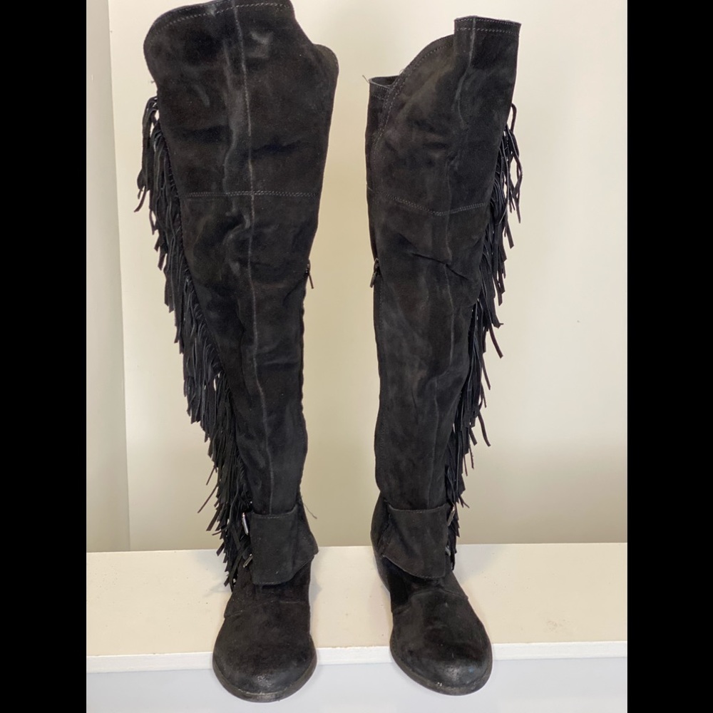 Naughty Monkey OTK Suede Fringe Zip Boot, 8